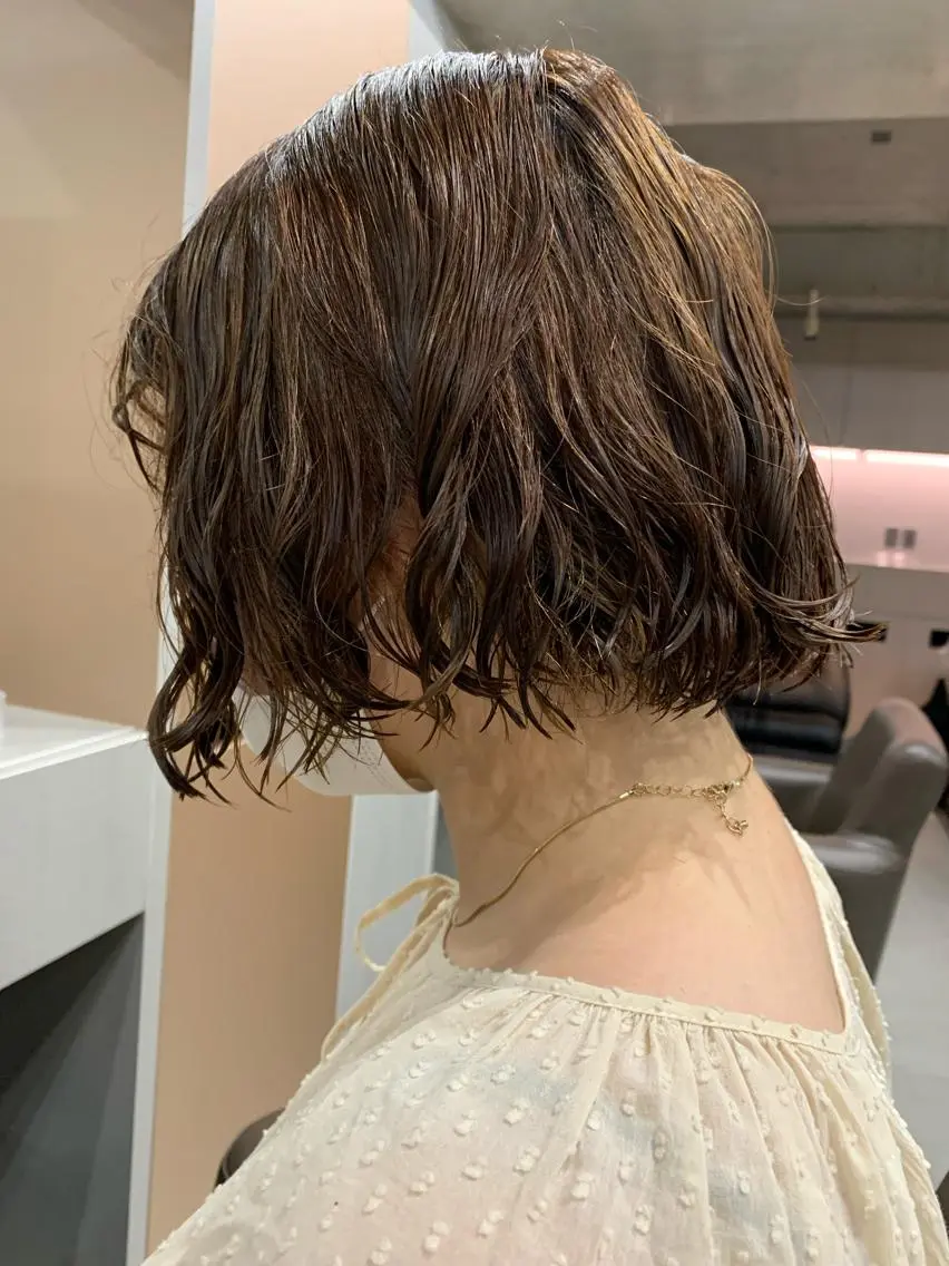 ミディアム パーマ ボブパーマコテ巻き風 パーマNo1深江秀平のヘアスタイル