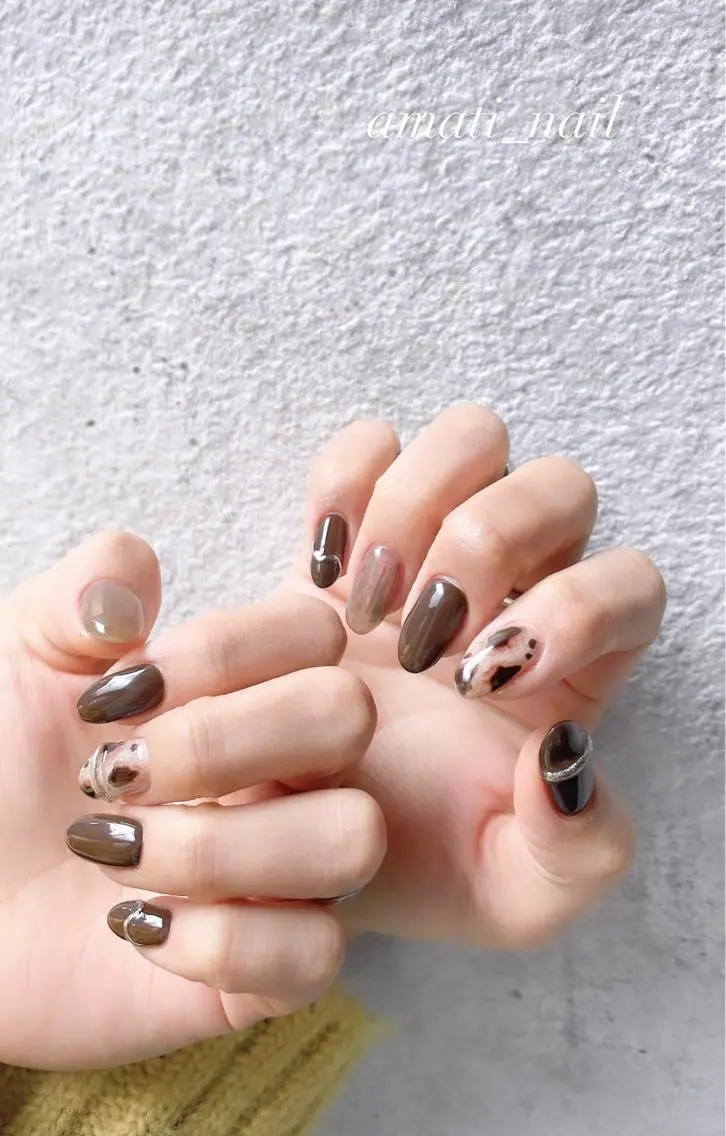 ネイル アニマル柄 マグネットネイル ミラーネイル ニュアンスネイル ワンカラーネイル ハンドネイル amati_nail TAKAKOのネイルデザイン