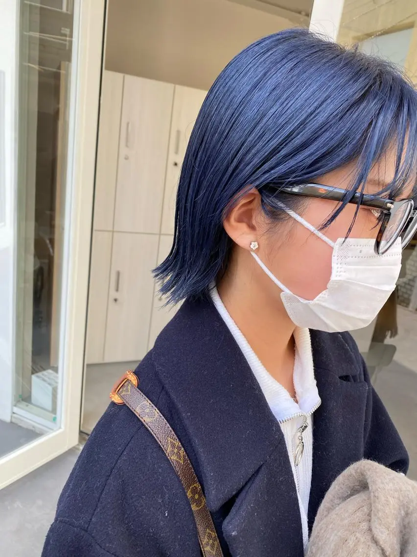 ショート カラー ブルーカラー ネイビーカラー カット ヘアカラー トリートメント ハイトーン×似合わせ 🌱中川慎之介のヘアスタイル