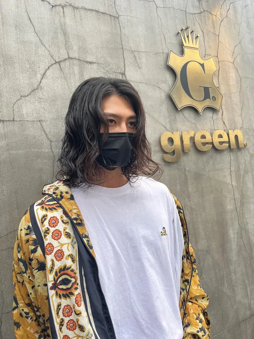 セミロング パーマ メンズ 🫧透明感カラー🫧 SHINSEIのヘアスタイル