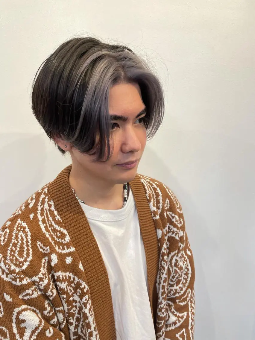 カラー メンズ ミストバング フェイスフレーミング 🦄垢抜けボブ特化× 暖色カラー未来🦄のヘアスタイル