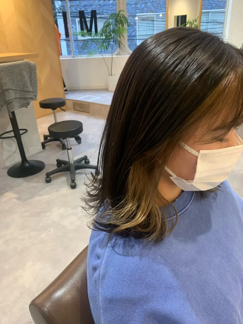 セミロング カラー ミストバング  フェイスフレーミング MIA 菅原のヘアスタイル