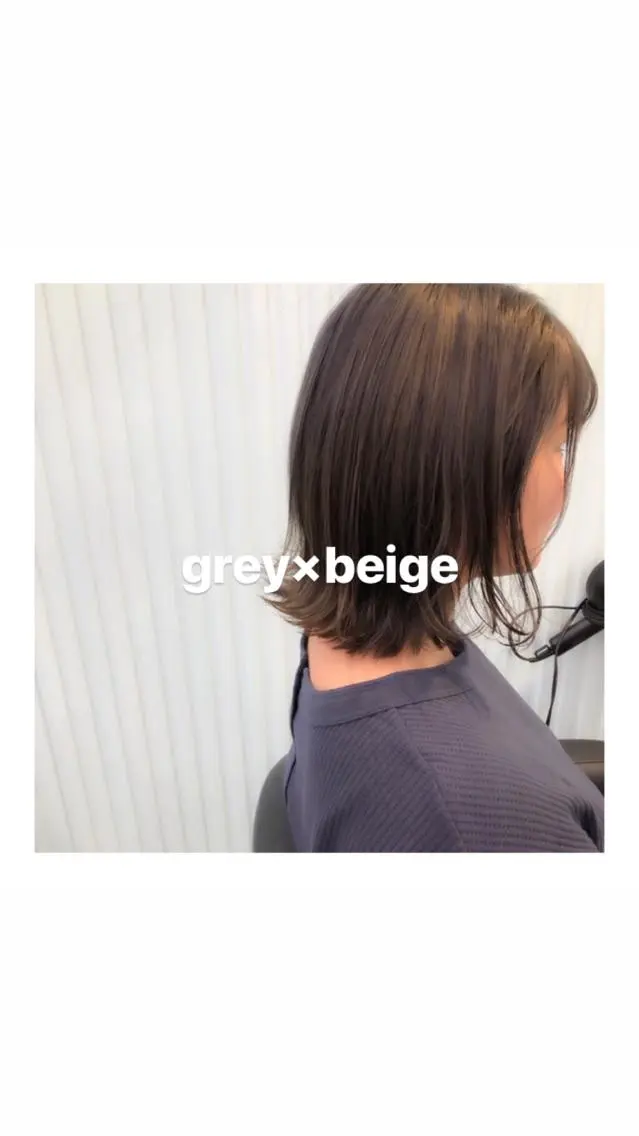 ミディアム カラー ブリーチ 透明感カラー グレージュ ラベンダーカラー レイヤーボブ/ボブ 仲川和人のヘアスタイル