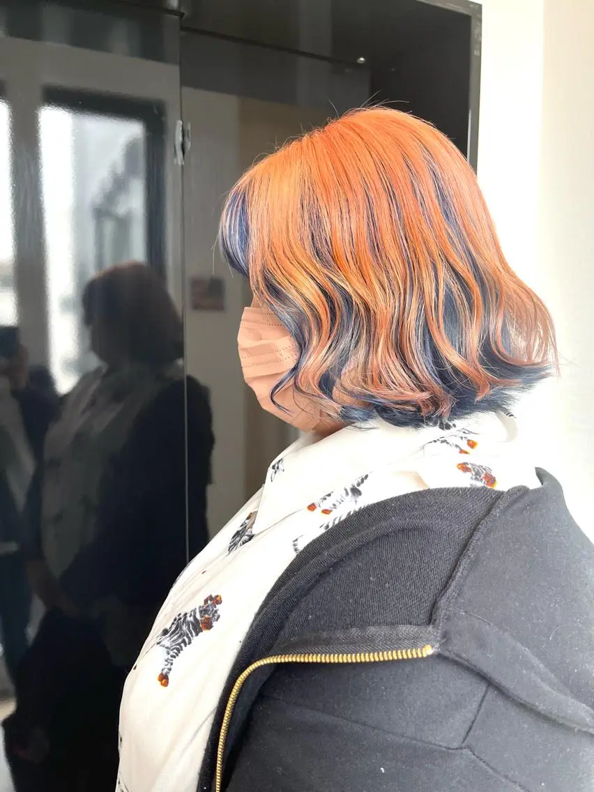ミディアム カラー ヘアカラー&縮毛矯正 STAR☆RIVERのヘアスタイル