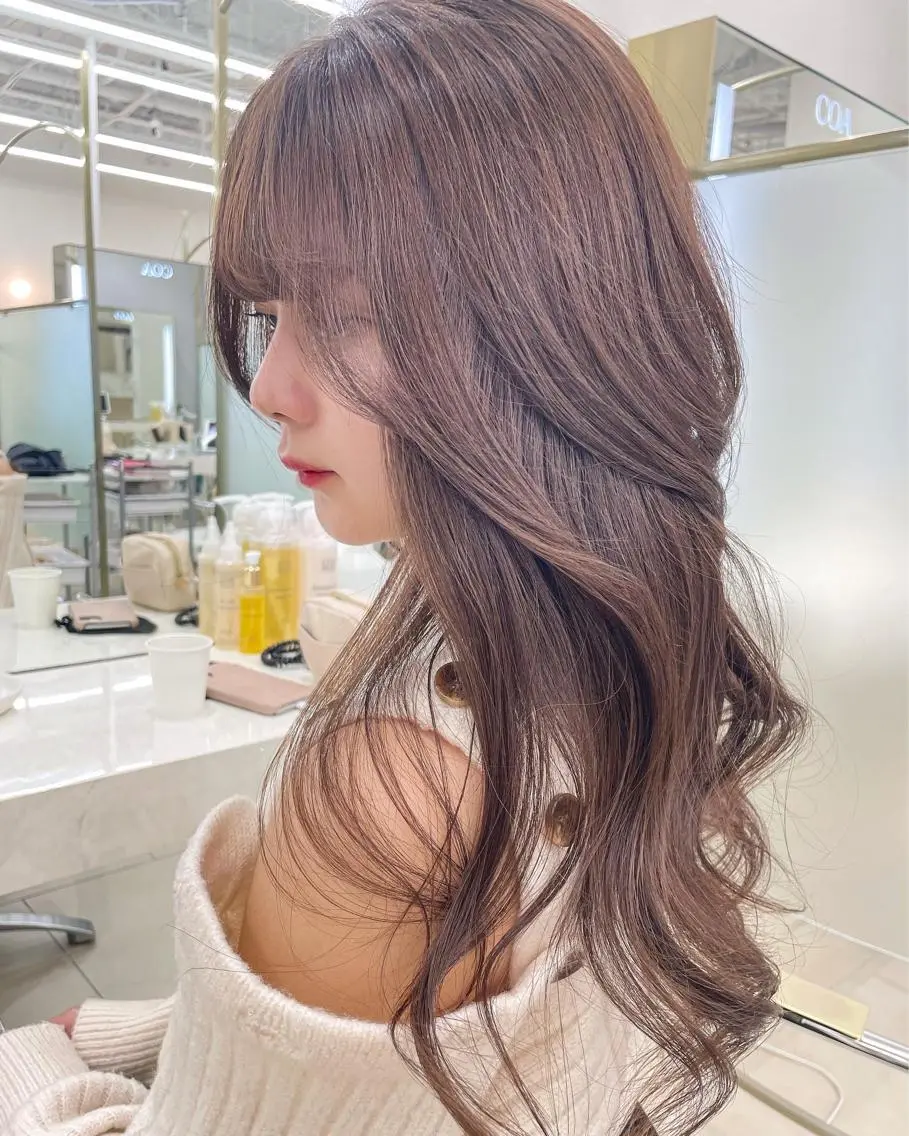 ロング カラー ベージュカラー ヘアカラー トリートメント COA GINZA 空也/前髪/顔まわりのヘアスタイル
