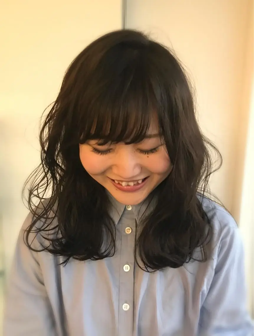 ミディアム パーマ みずの ゆきなのヘアスタイル