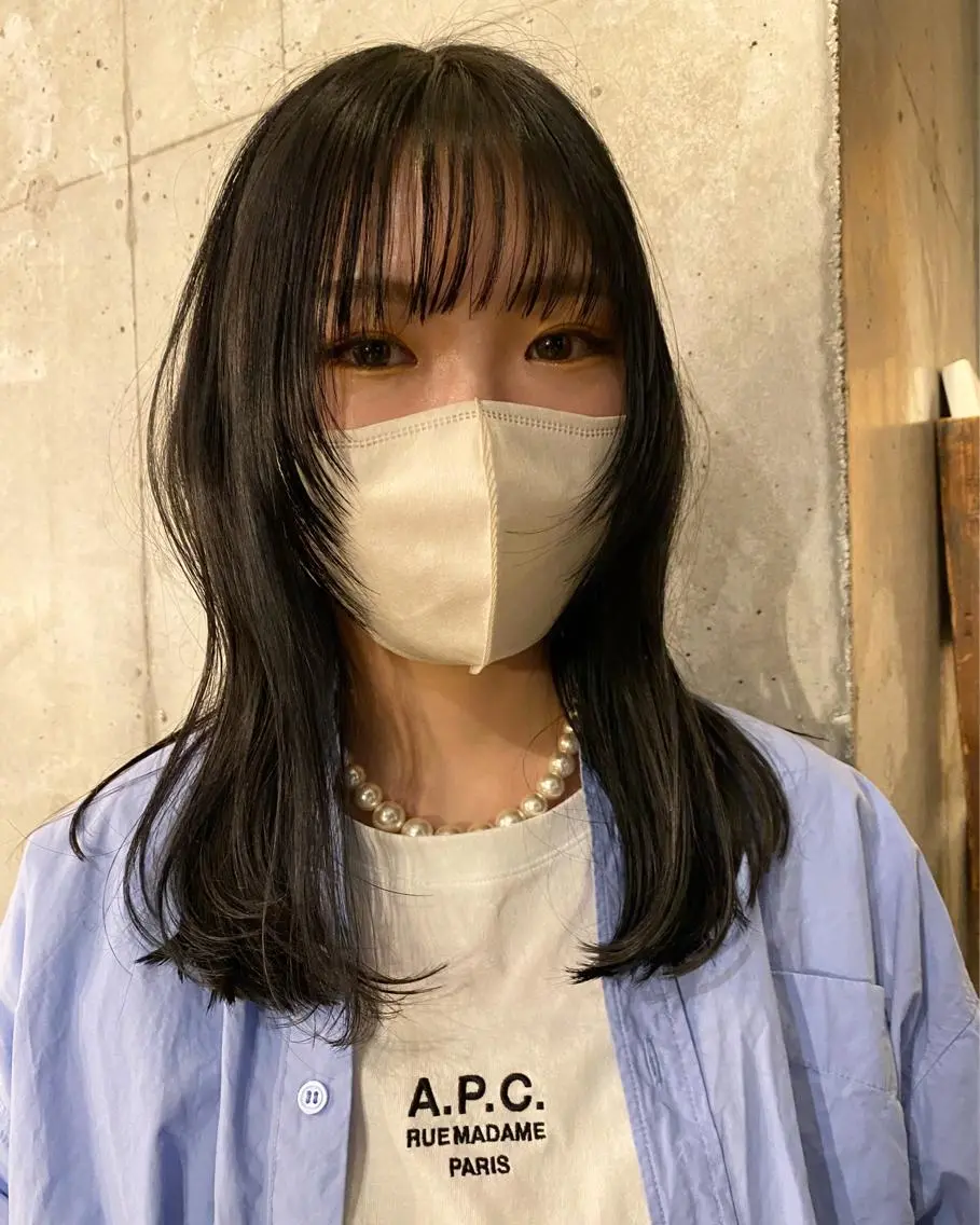 セミロング 顔周りカット レイヤーカット 高円寺/loca/ 田中南帆のヘアスタイル