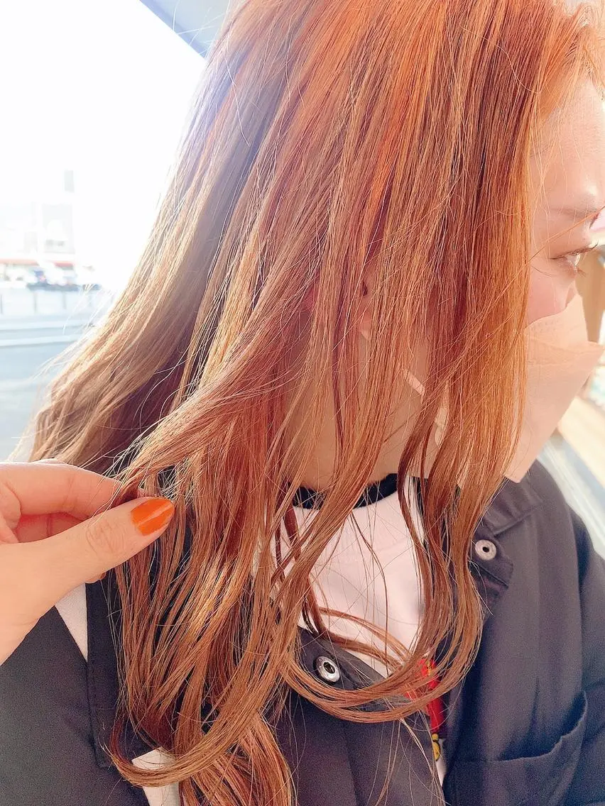 カラー オレンジ インナーカラー♡ Nanakoのヘアスタイル