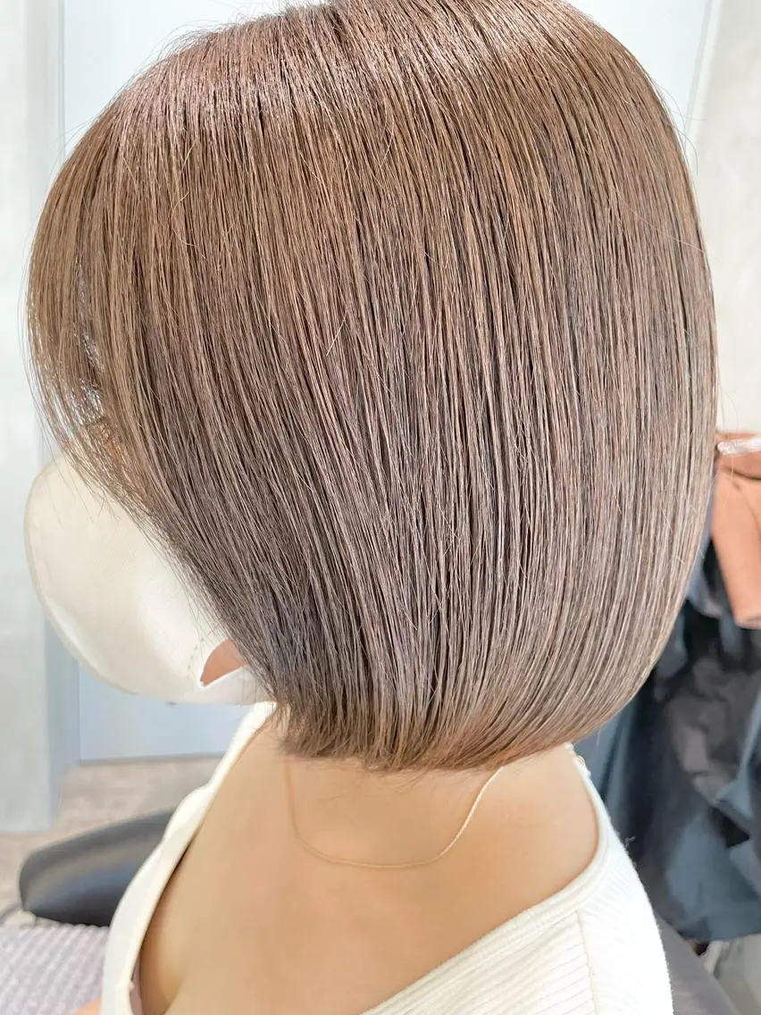 ショート ボブ ヘアカラー トリートメント ✨透明感カラー✨ 髪質改善小顔カット✨のヘアスタイル