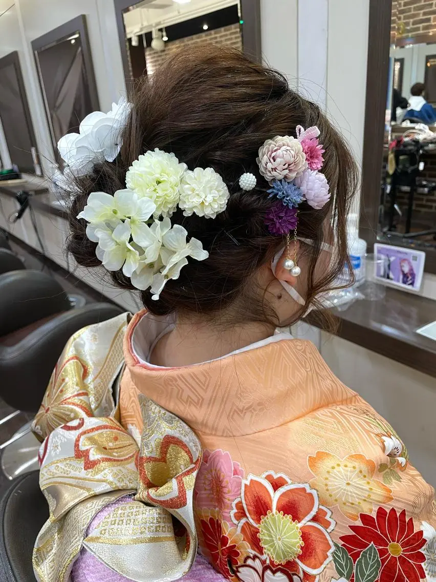 セミロング ヘアアレンジ 成人式 高橋 隆一のヘアスタイル