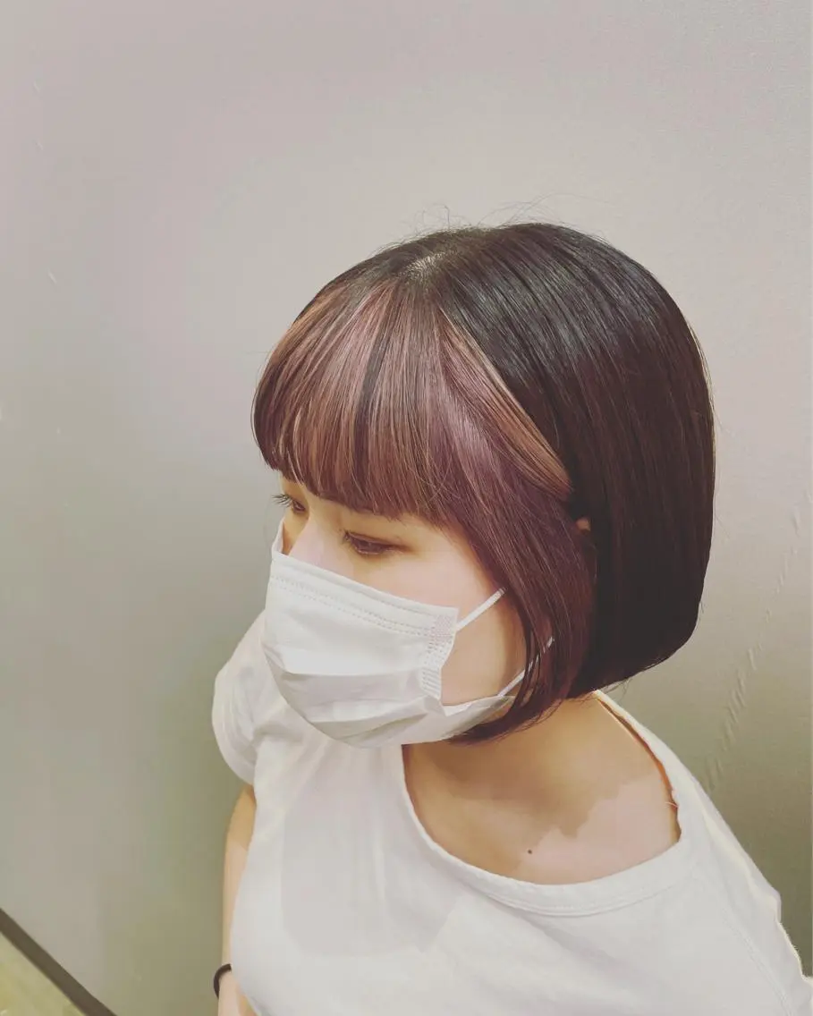 カラー ミストバング  フェイスフレーミング ヘアカラー 中嶋 玲奈のヘアスタイル