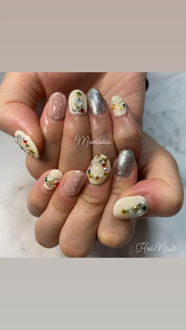 ネイル 冬ネイル クリスマス Momo nailsalonのネイルデザイン