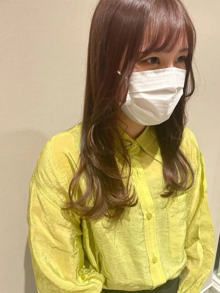 ロング カラー ベージュカラー ピンクカラー ピンクベージュ カット 🌈トップデザイナー 金沢駅近nanamiのヘアスタイル