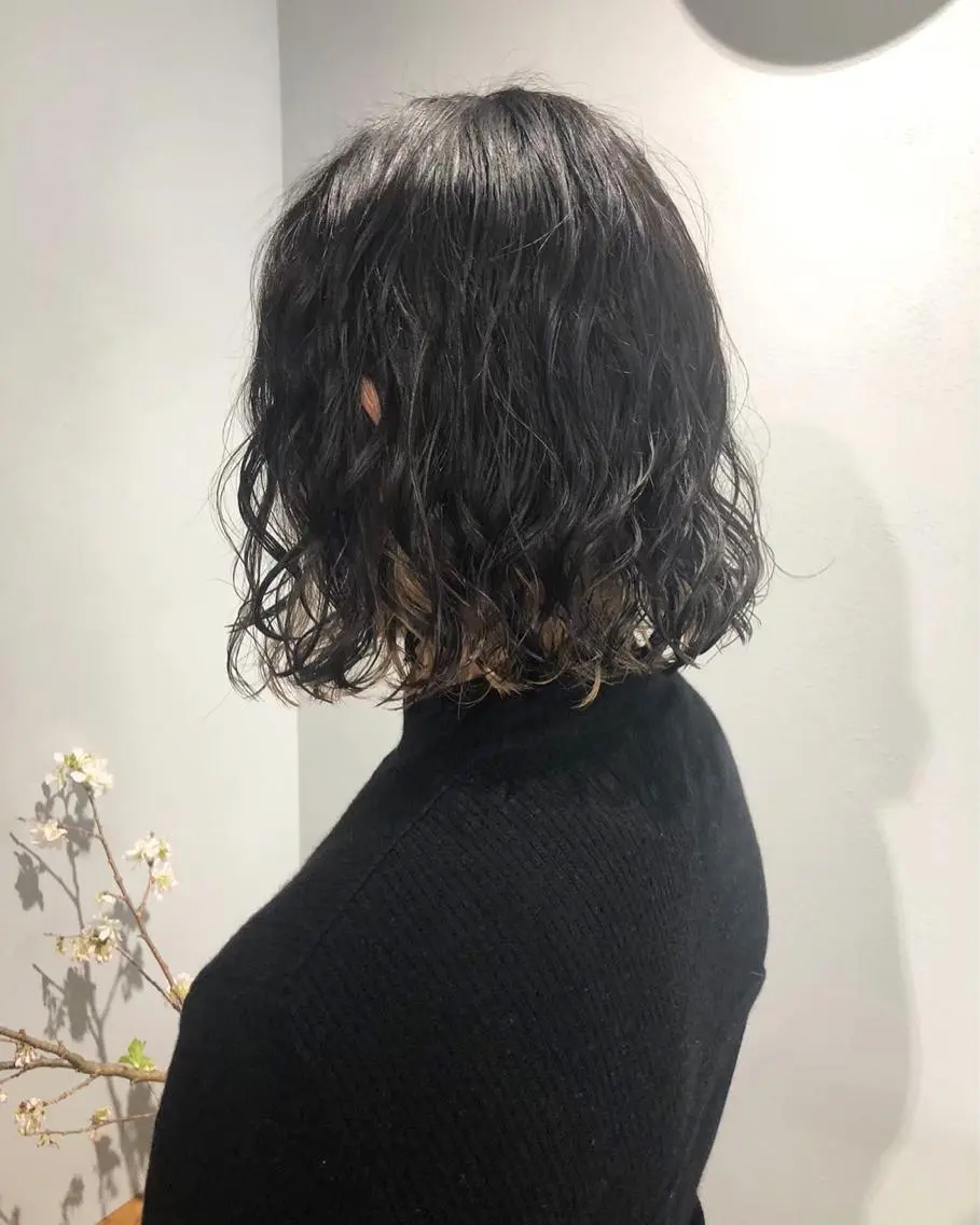ミディアム パーマ ボブパーマコテ巻き風 パーマNo1深江秀平のヘアスタイル