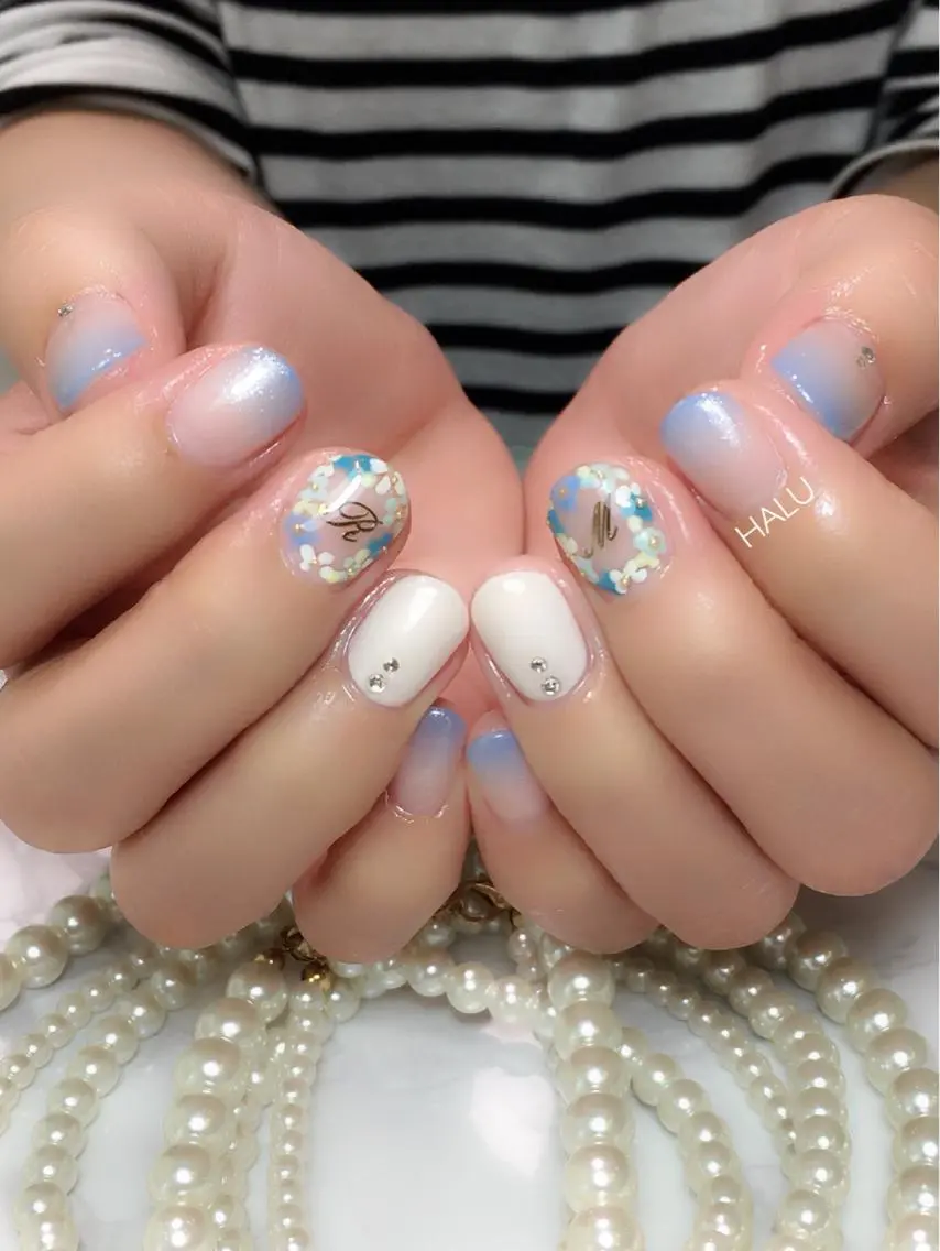 ネイル ブルー グラデーション HALU ハルのネイルデザイン