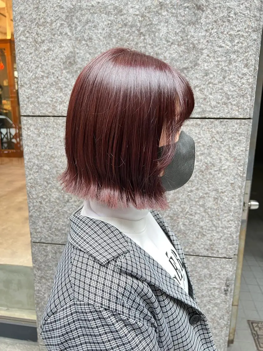 ショート カラー ラベンダーカラー ピンクカラー ピンクラベンダー ボブ カット ヘアカラー トリートメント THINK SHOP sakiのヘアスタイル
