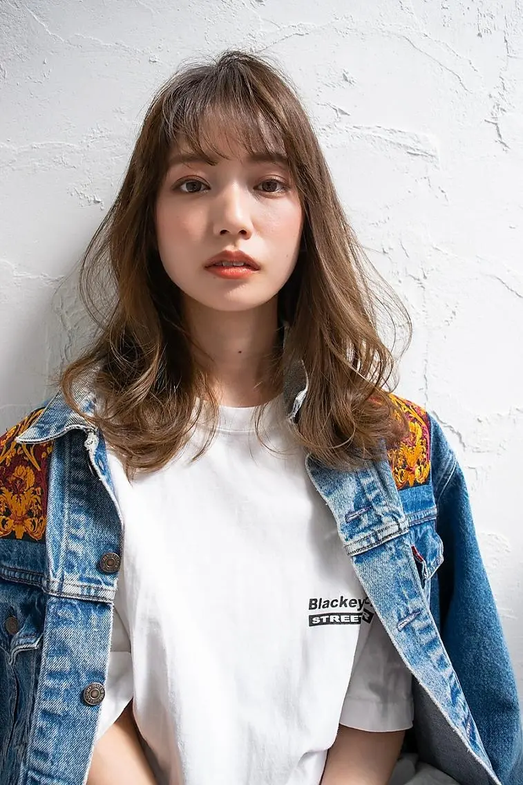 セミロング カラー 顔周りカット レイヤーカット シースルーバング ANGELICA JR和歌山店のヘアスタイル