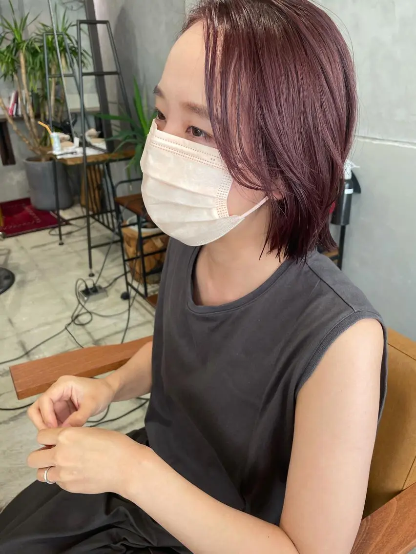 ミディアム カット ヘアカラー トリートメント ayane⭐️ボブ・ ショート・パーマのヘアスタイル