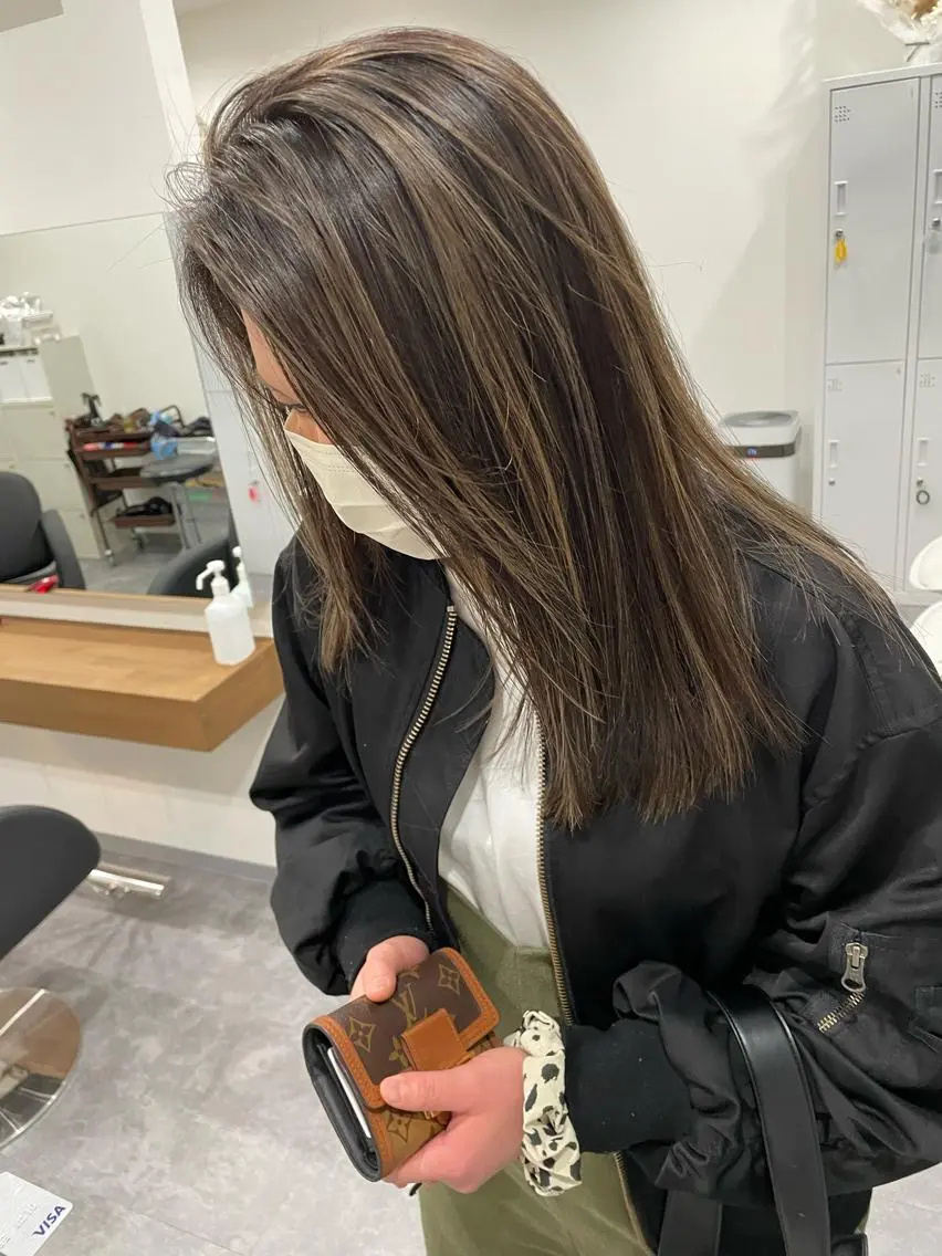 ロング ショートボブ 韓国風カラー ボブ ハイライト 髪質改善 ヘアカラー トリートメント ヘアセット hair terra ce M奈良店のヘアスタイル