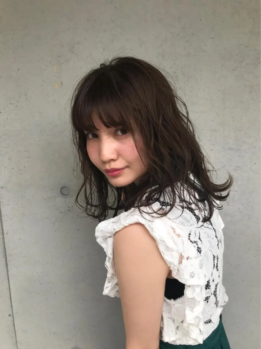 ミディアム カラー ヘアアレンジ カット パーマ GiseL天神カラー 髪質改善/ブリーチのヘアスタイル