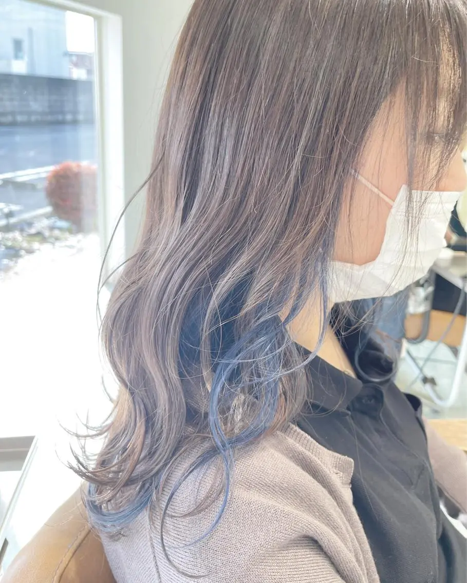セミロング カラー ネイビーカラー 韓国風ヘア 剣持友希/ifh iizuka/高崎のヘアスタイル