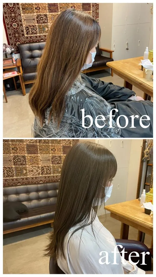 ロング カラー カット ヘアカラー トリートメント 英語ok sohee ソヒ 305号室のヘアスタイル