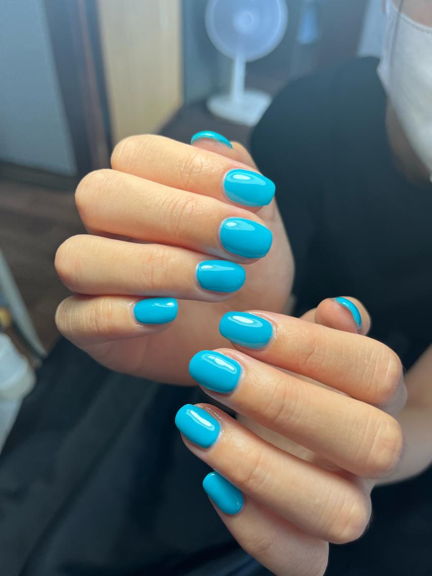ネイル ブルー クリアネイル ジェルネイル ワンカラーネイル シンプルネイル A"nail ネイリストayanaのネイルデザイン