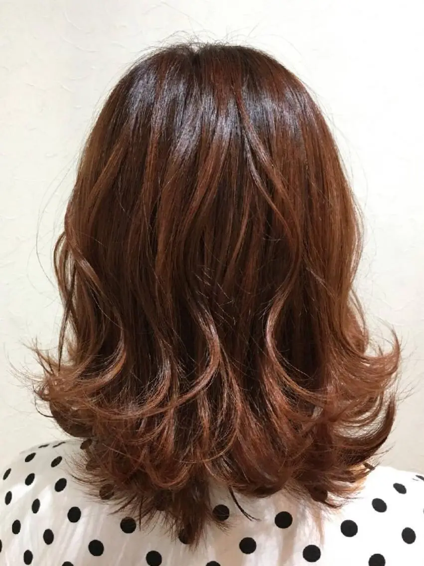 ミディアム カラー パーマ ヘアカラー 金曽 (天方) 美子のヘアスタイル