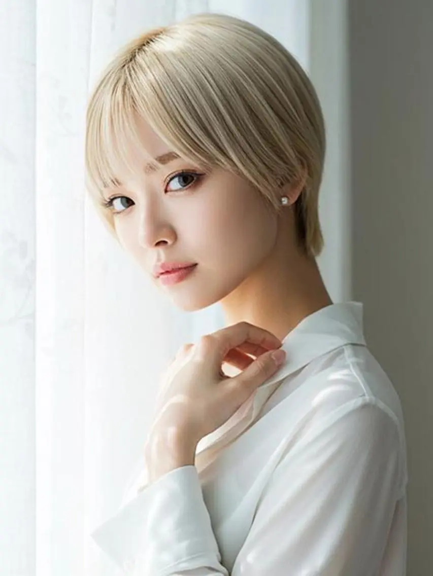ショート ボブ ハイライト 髪質改善 韓国風ヘア レイヤーカット 浦添 あらさきのヘアスタイル