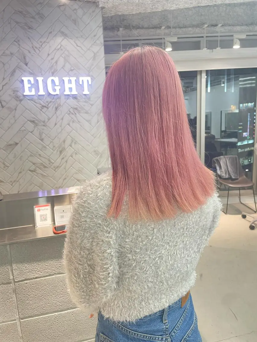 ミディアム カラー ヘアアレンジ ピンクカラー ヘアカラー トリートメント 🎗秋山勇/ GEAR.代表のヘアスタイル