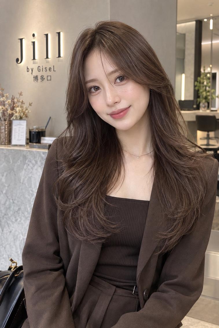 ミディアム ヘアカラー トリートメント jill by gisel 博多のヘアスタイル