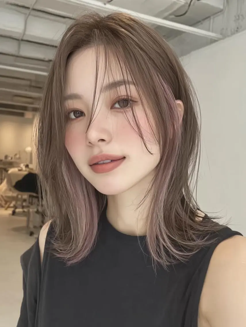 ミディアム カラー ✨エクステ✨本数・ 色合わせ相談可／山口のヘアスタイル