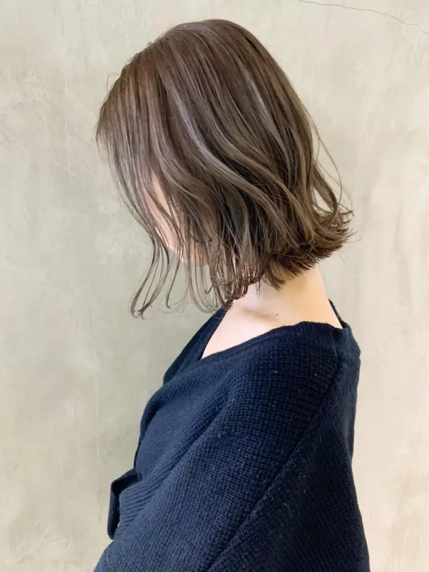 ミディアム カラー パーマ ヘアアレンジ グレージュ ITbyALBUM 中野店のヘアスタイル
