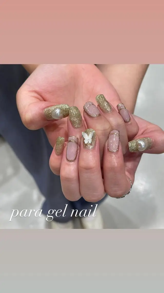ネイル アートネイル ジェルネイル パラジェル ハンドネイル 淡色ネイル 🎀moeのネイルデザイン