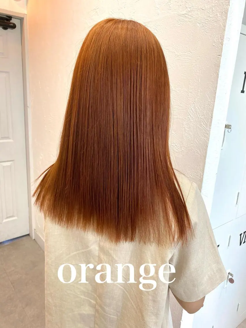 セミロング カラー ブリーチ ケアブリーチ 透明感カラー イルミナカラー オレンジ 中田 敏明のヘアスタイル