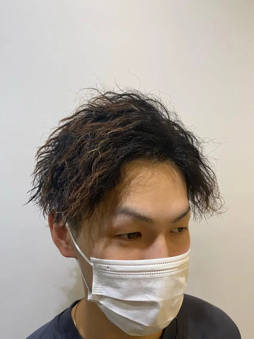 ショート パーマ メンズ カット パーマ トリートメント 三ノ宮フェザーパーマ 10月再開予定のヘアスタイル