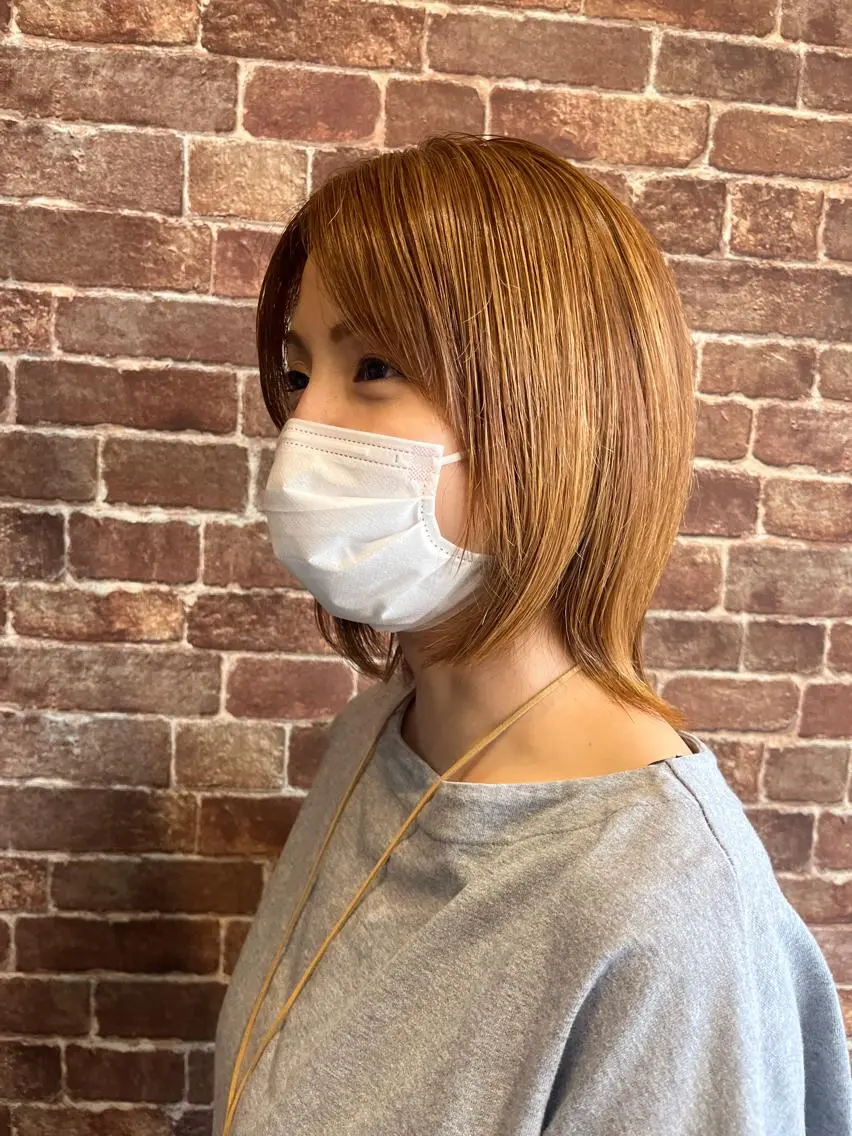 ミディアム カラー パーマ ヘアアレンジ メンズ キッズ ネイル マツエク・マツパ アイブロウ ミディアムパーマ メンズパーマ ブラウンカラー ケアカラー 透明感カラー 久木原 ゆりのヘアスタイル