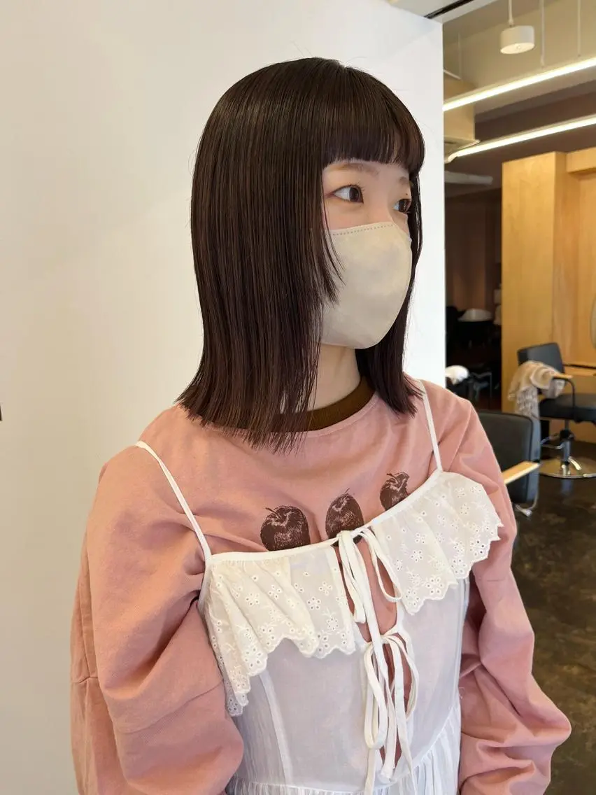 ミディアム カラー グレージュ ラベンダーカラー ラベンダーグレージュ ラベンダーグレー カット ヘアカラー 西山 紗耶香🪽 透明感カラー/ボブのヘアスタイル