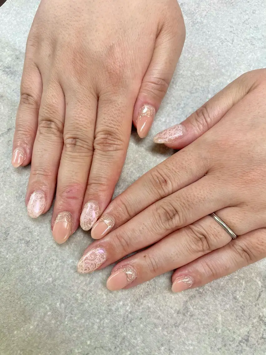 ネイル レース ミラーネイル ピンク ハンドネイル ハンドケア FASTNAIL PLUS 新宿店のネイルデザイン