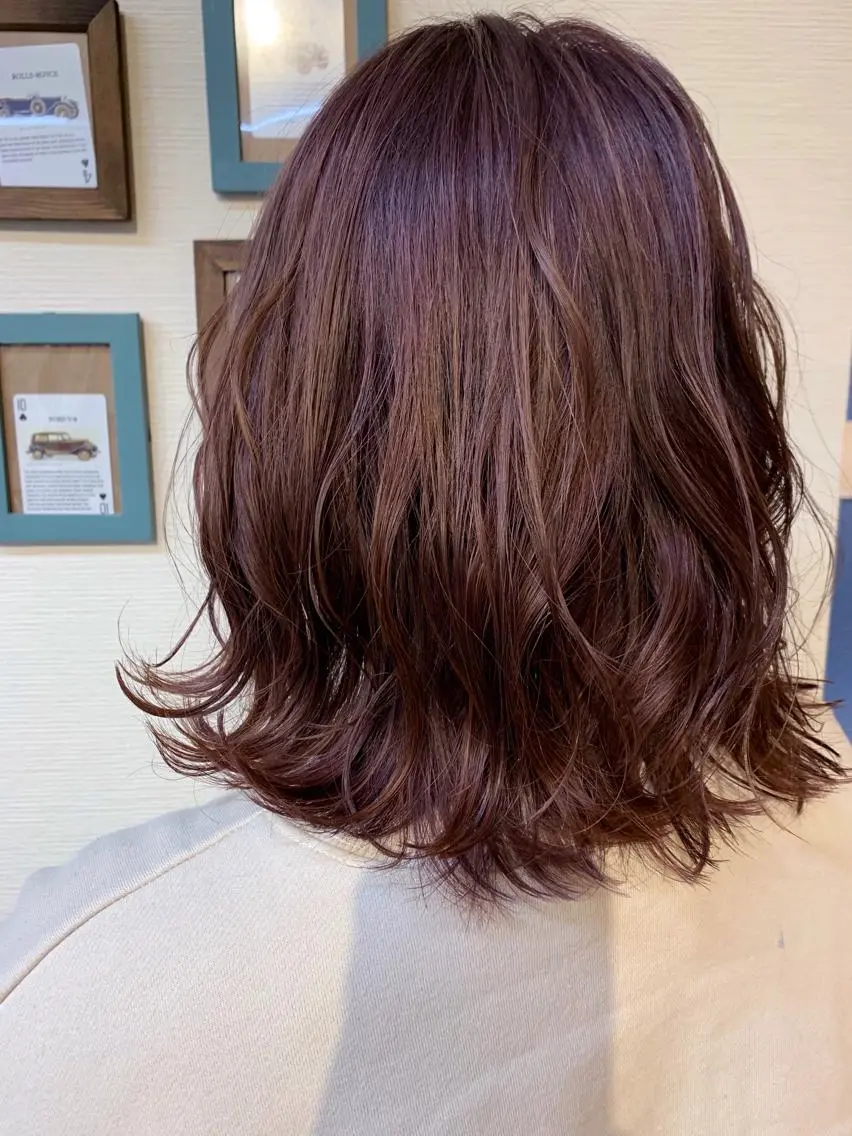 ミディアム カラー ブリーチ ピンクカラー ピンクパープル パープルカラー 中垣 南のヘアスタイル