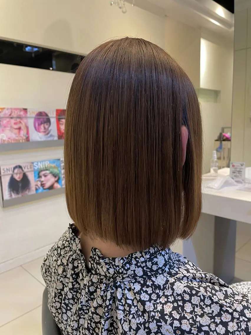 ミディアム パーマ ストレートパーマ 髪質改善×白髪ぼかし 美容師✂️武澤龍賀のヘアスタイル