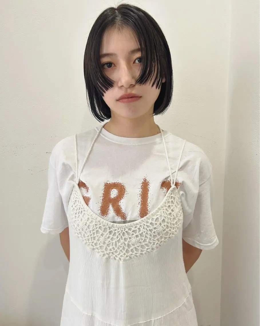ショート カラー ボブ サイドバング カット ヘアカラー トリートメント 村上雅人 ナチュラルモードのヘアスタイル