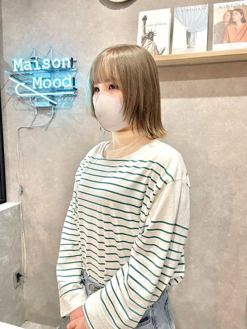 ミディアム カラー カット ヘアカラー トリートメント 一ノ瀬 暁のヘアスタイル