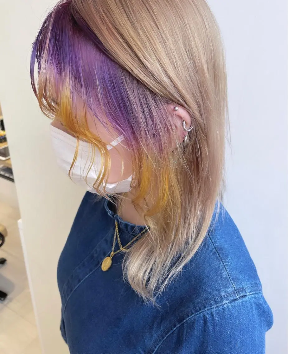 セミロング カラー デザインカラー 新宿駅近♡個室 ♡関口三都季🌜のヘアスタイル