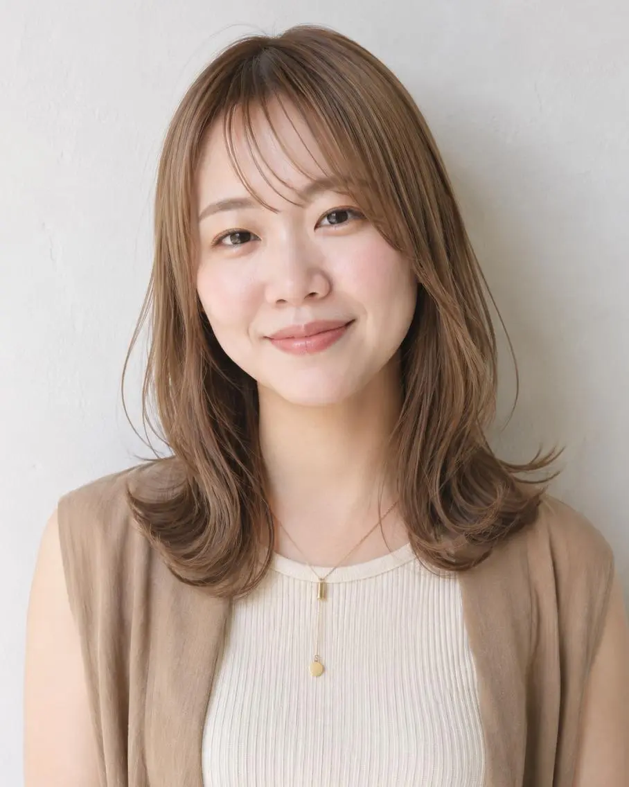 セミロング ブリーチなし透明感 カラー🌷宮部楓奈のヘアスタイル
