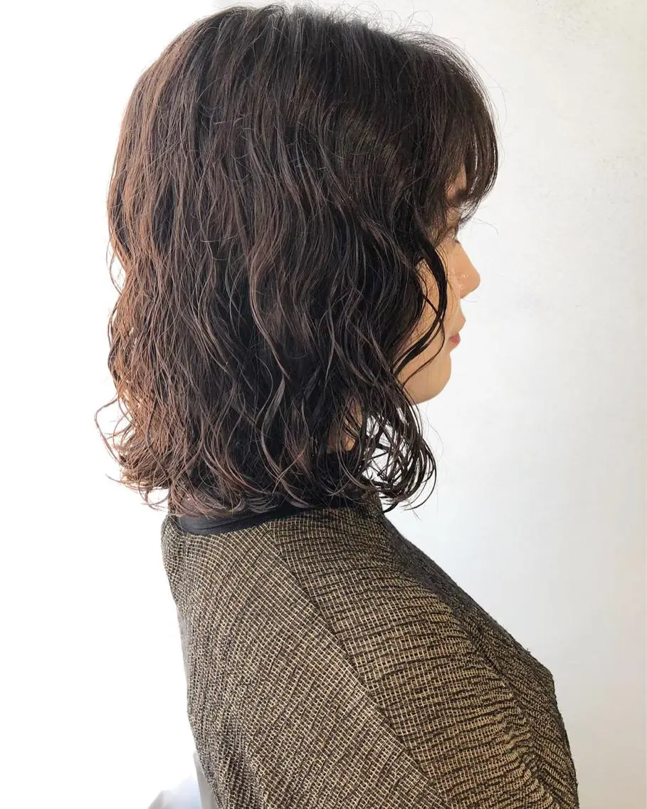 ミディアム パーマ ボブパーマコテ巻き風 パーマNo1深江秀平のヘアスタイル