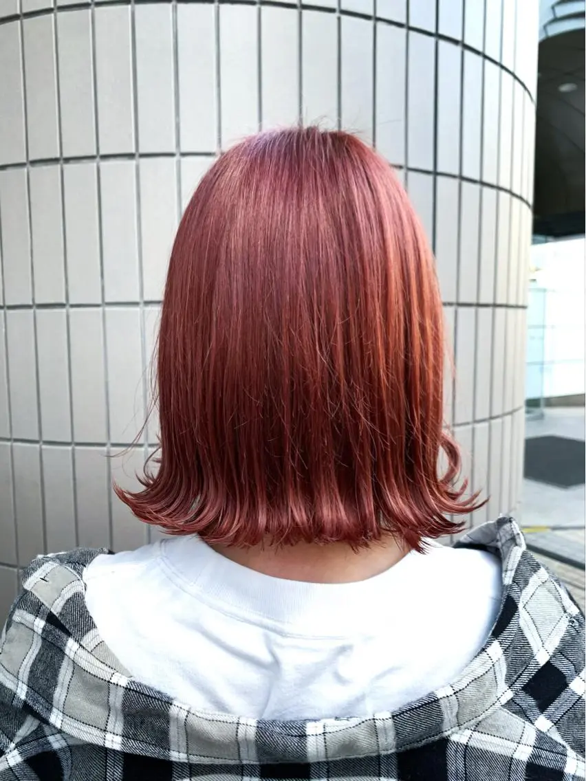 ミディアム カラー ブラウンカラー レッドカラー レッドブラウン Zina天王寺 CHIAKIのヘアスタイル