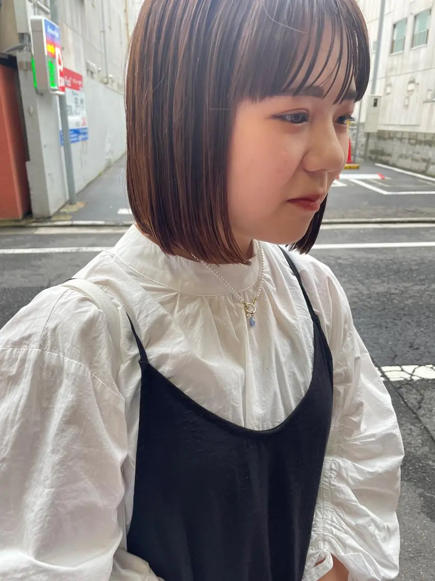 ミディアム ボブ カット ヘアカラー トリートメント ayane⭐️ボブ・ ショート・パーマのヘアスタイル