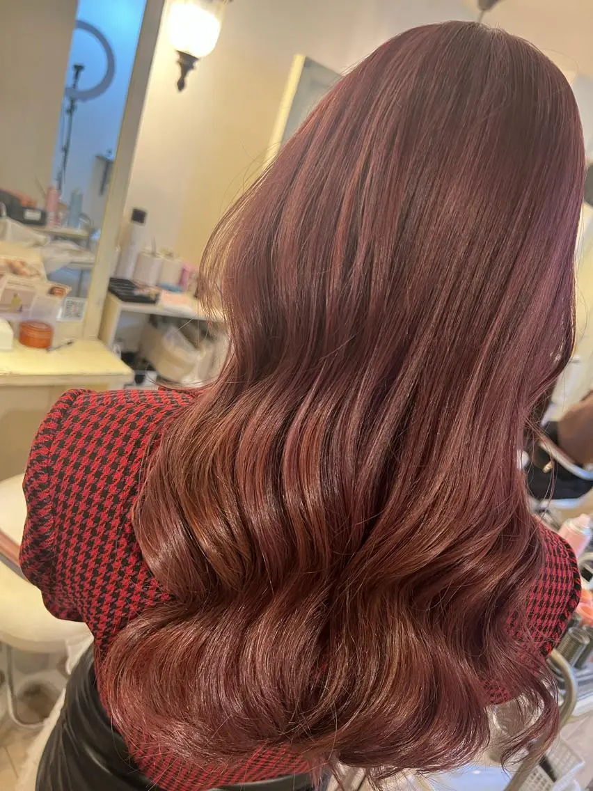 ロング カラー 黒髪 ブリーチ ラベンダーカラー ピンクカラー ピンクラベンダー 早朝、日祝セット🉑 TSUBASAのヘアスタイル