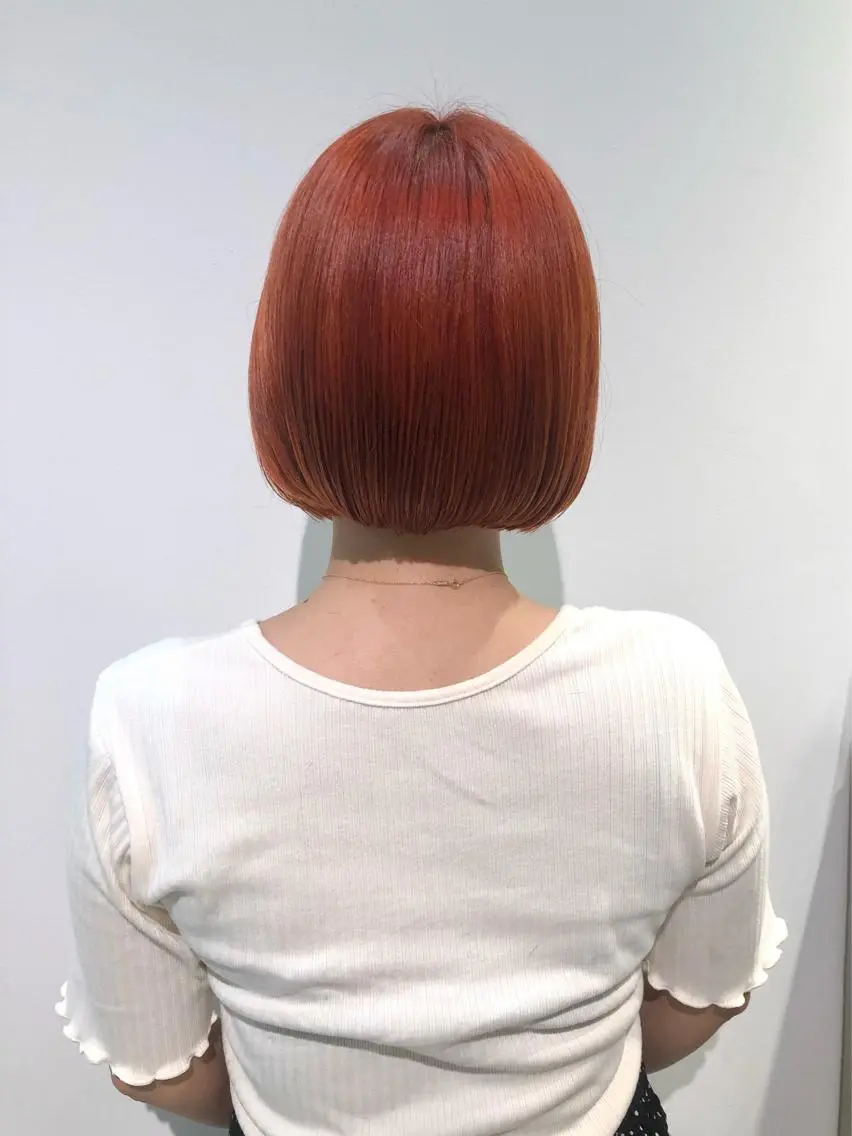 ミディアム カラー ブリーチ オレンジ ヘアカラー トリートメント 髪質改善/レイヤー/ お顔まわり/Ami.のヘアスタイル